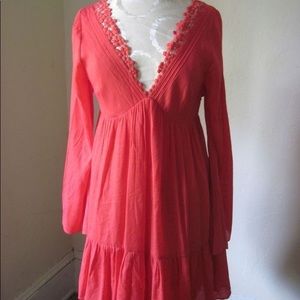 Free People Crochet Lace Back Open Cotton Dress